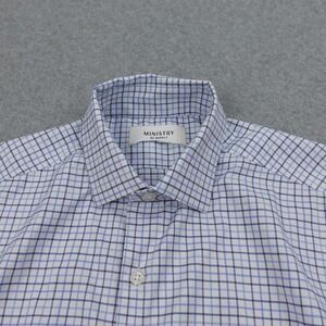 Ministry of Supply Mens S Short Sleeve Button Up Plaid Dress Shirt‎ Performance